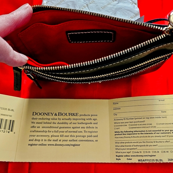 NEW! NWT Dooney & Bourke Black Saffiano Leather Triple Zip Wristlet! - Picture 9 of 13